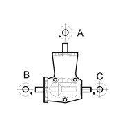 Renvoi d'angle DZ 3 trous Ø8mm 1/1 Sortie B non flasqué