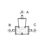 Renvoi d'angle DZ 3 trous Ø8mm 1/1 Sortie B