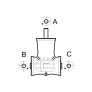 Renvoi d'angle DZ 3 trous Ø19-20mm 1/1 Sortie creux B-C