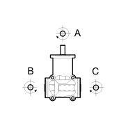 Renvoi d'angle ZP 4 trous Ø19mm 1/1 Sortie creux B-C
